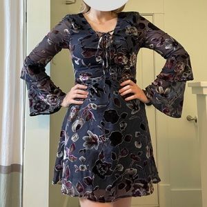 Altar’d State Navy Purple Floral Dress (Size S)